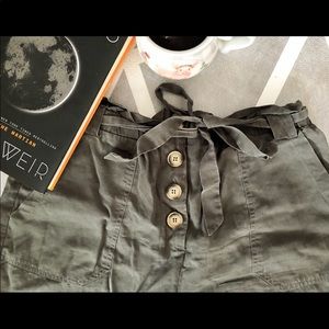 Olive Paperbag Shorts